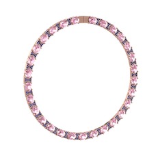 Vanea Kolye - Pembe kuvars ve lab safir 8 ayar rose altın kolye #1o2ixut