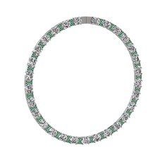 Swarovski ve yeşil kuvars 14 ayar beyaz altın kolye