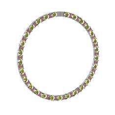 Vanea Kolye - Peridot ve garnet 18 ayar beyaz altın kolye #1q50vpo