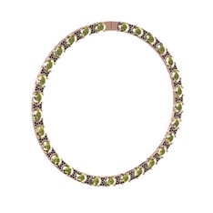 Peridot ve siyah zirkon 925 ayar rose altın kaplama gümüş kolye