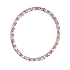 Vanea Kolye - Pembe kuvars ve kök zümrüt 18 ayar rose altın kolye #1rm0v9i