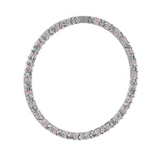 Vanea Kolye - Swarovski ve pembe kuvars 14 ayar beyaz altın kolye #1t0wfht