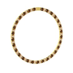 Vanea Kolye - Dumanlı kuvars ve pembe kuvars 8 ayar altın kolye #1tmfi45