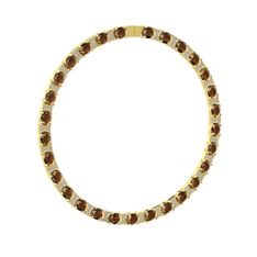 Vanea Kolye - Dumanlı kuvars ve beyaz zirkon 14 ayar altın kolye #1ubnwzw