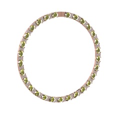 Peridot ve beyaz zirkon 8 ayar rose altın kolye