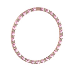 Pembe kuvars ve peridot 8 ayar rose altın kolye
