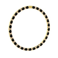 Vanea Kolye - Siyah zirkon ve pembe kuvars 18 ayar altın kolye #417cr0