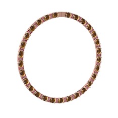 Vanea Kolye - Dumanlı kuvars ve rodolit garnet 8 ayar rose altın kolye #aunf76