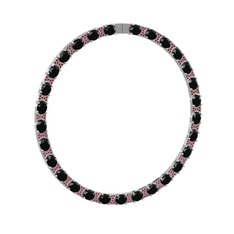 Siyah zirkon ve rodolit garnet 925 ayar gümüş kolye