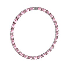 Vanea Kolye - Pembe kuvars ve rodolit garnet 18 ayar beyaz altın kolye #h5eiiq