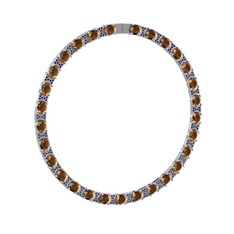 Vanea Kolye - Dumanlı kuvars ve lab safir 14 ayar beyaz altın kolye #mrvnno