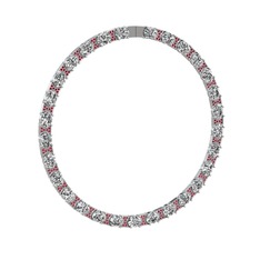 Beyaz zirkon ve rodolit garnet 925 ayar gümüş kolye
