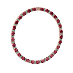 Rodolit garnet ve kök zümrüt 14 ayar rose altın kolye
