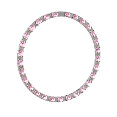Vanea Kolye - Pembe kuvars ve peridot 8 ayar beyaz altın kolye #rzo1is