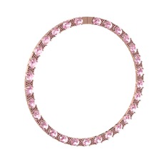 Vanea Kolye - Pembe kuvars ve kök yakut 8 ayar rose altın kolye #vch56c