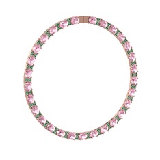 Vanea Kolye - Pembe kuvars ve yeşil kuvars 18 ayar rose altın kolye #xhfom4