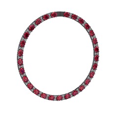 Vanea Kolye - Rodolit garnet ve swarovski 925 ayar siyah rodyum kaplama gümüş kolye #z81lwy