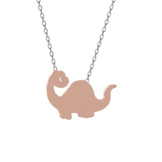 Yavru Dinozor Kolye - 14 ayar rose altın kolye (40 cm beyaz altın rolo zincir) #zpd9sf