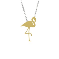 Lora Flamingo Kolye - 14 ayar altın kolye (40 cm gümüş rolo zincir) #127gtxs