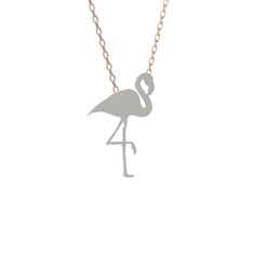 Lora Flamingo Kolye - 925 ayar gümüş kolye (40 cm rose altın rolo zincir) #14ycnrp