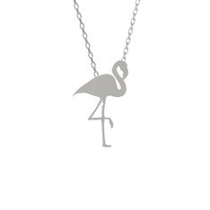 Lora Flamingo Kolye - 18 ayar beyaz altın kolye (40 cm beyaz altın rolo zincir) #15w7i5n