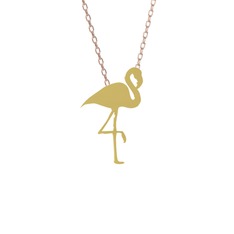 Lora Flamingo Kolye - 14 ayar altın kolye (40 cm rose altın rolo zincir) #16hh43e
