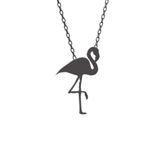 Lora Flamingo Kolye - 925 ayar siyah rodyum kaplama gümüş kolye (40 cm gümüş rolo zincir) #17oswpo