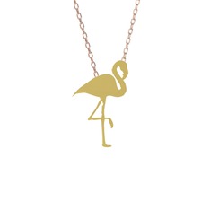 Lora Flamingo Kolye - 18 ayar altın kolye (40 cm gümüş rolo zincir) #183drwl