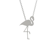 Lora Flamingo Kolye - 18 ayar beyaz altın kolye (40 cm beyaz altın rolo zincir) #18765c0