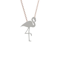 Lora Flamingo Kolye - 8 ayar beyaz altın kolye (40 cm rose altın rolo zincir) #1chmtow