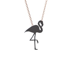 Lora Flamingo Kolye - 925 ayar siyah rodyum kaplama gümüş kolye (40 cm gümüş rolo zincir) #1t1t5vu