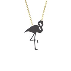 Lora Flamingo Kolye - 925 ayar siyah rodyum kaplama gümüş kolye (40 cm gümüş rolo zincir) #1ye49yx