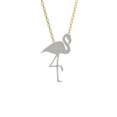 Lora Flamingo Kolye - 18 ayar beyaz altın kolye (40 cm altın rolo zincir) #2dvx1k