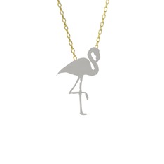 Lora Flamingo Kolye - 14 ayar beyaz altın kolye (40 cm altın rolo zincir) #a9n22k