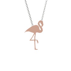 Lora Flamingo Kolye - 8 ayar rose altın kolye (40 cm beyaz altın rolo zincir) #j34nxs