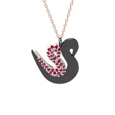 İkili Kuğu Kolye - Rodolit garnet 925 ayar gümüş kolye (40 cm gümüş rolo zincir) #1148myn