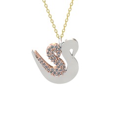 İkili Kuğu Kolye - Swarovski 8 ayar rose altın kolye (40 cm gümüş rolo zincir) #147pman