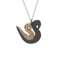 Peridot 18 ayar rose altın kolye (40 cm beyaz altın rolo zincir)