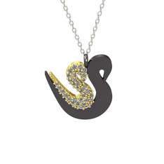 İkili Kuğu Kolye - Swarovski 18 ayar altın kolye (40 cm beyaz altın rolo zincir) #1bve5q6