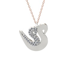 İkili Kuğu Kolye - Swarovski 18 ayar beyaz altın kolye (40 cm gümüş rolo zincir) #1fbdmig