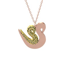 Peridot 14 ayar altın kolye (40 cm rose altın rolo zincir)