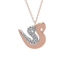 Swarovski 18 ayar beyaz altın kolye (40 cm rose altın rolo zincir)