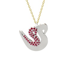 Rodolit garnet 925 ayar gümüş kolye (40 cm altın rolo zincir)