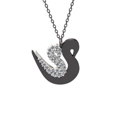 Pırlanta 925 ayar gümüş kolye (0.429 karat, 40 cm gümüş rolo zincir)