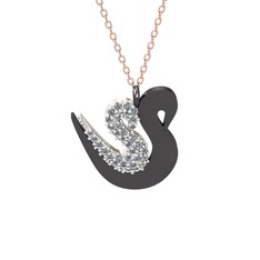 Pırlanta 18 ayar beyaz altın kolye (0.429 karat, 40 cm rose altın rolo zincir)