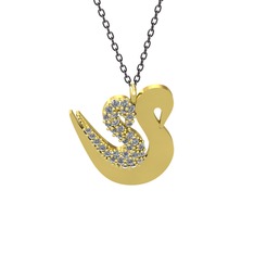 Swarovski 14 ayar altın kolye (40 cm gümüş rolo zincir)