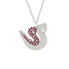 Kök yakut 18 ayar beyaz altın kolye (40 cm beyaz altın rolo zincir)