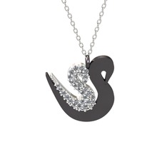 İkili Kuğu Kolye - Swarovski 8 ayar beyaz altın kolye (40 cm beyaz altın rolo zincir) #f0eqh0
