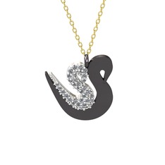 İkili Kuğu Kolye - Swarovski 14 ayar beyaz altın kolye (40 cm gümüş rolo zincir) #hrr77y