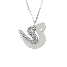 Swarovski 18 ayar beyaz altın kolye (40 cm beyaz altın rolo zincir)